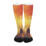 Brave Firefighter With Axe Print Long Socks