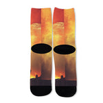 Brave Firefighter With Axe Print Long Socks