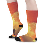 Brave Firefighter With Axe Print Long Socks