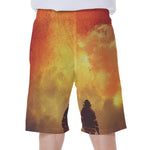 Brave Firefighter With Axe Print Men's Beach Shorts