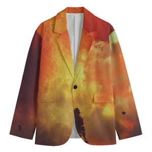 Brave Firefighter With Axe Print Men's Blazer