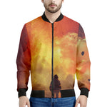 Brave Firefighter With Axe Print Men's Bomber Jacket