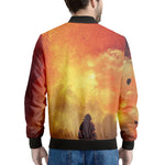 Brave Firefighter With Axe Print Men's Bomber Jacket