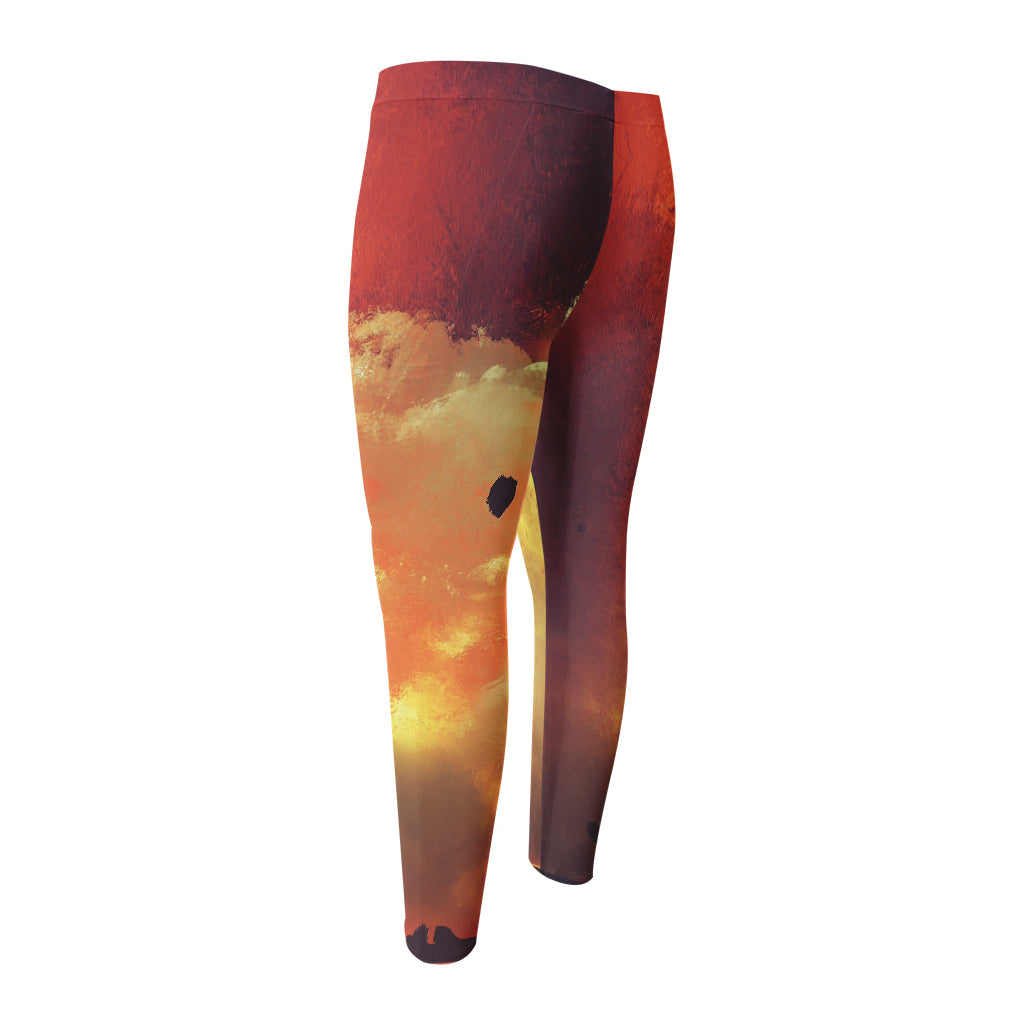 Brave Firefighter With Axe Print Men's Compression Pants