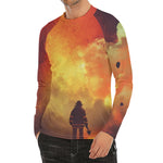 Brave Firefighter With Axe Print Men's Long Sleeve Rash Guard