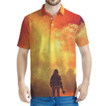 Brave Firefighter With Axe Print Men's Polo Shirt