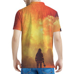 Brave Firefighter With Axe Print Men's Polo Shirt