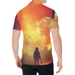 Brave Firefighter With Axe Print Men's Shirt
