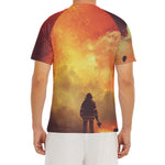 Brave Firefighter With Axe Print Men's Short Sleeve Rash Guard