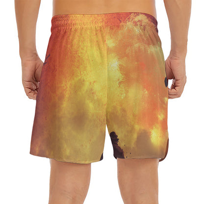 Brave Firefighter With Axe Print Men's Split Running Shorts