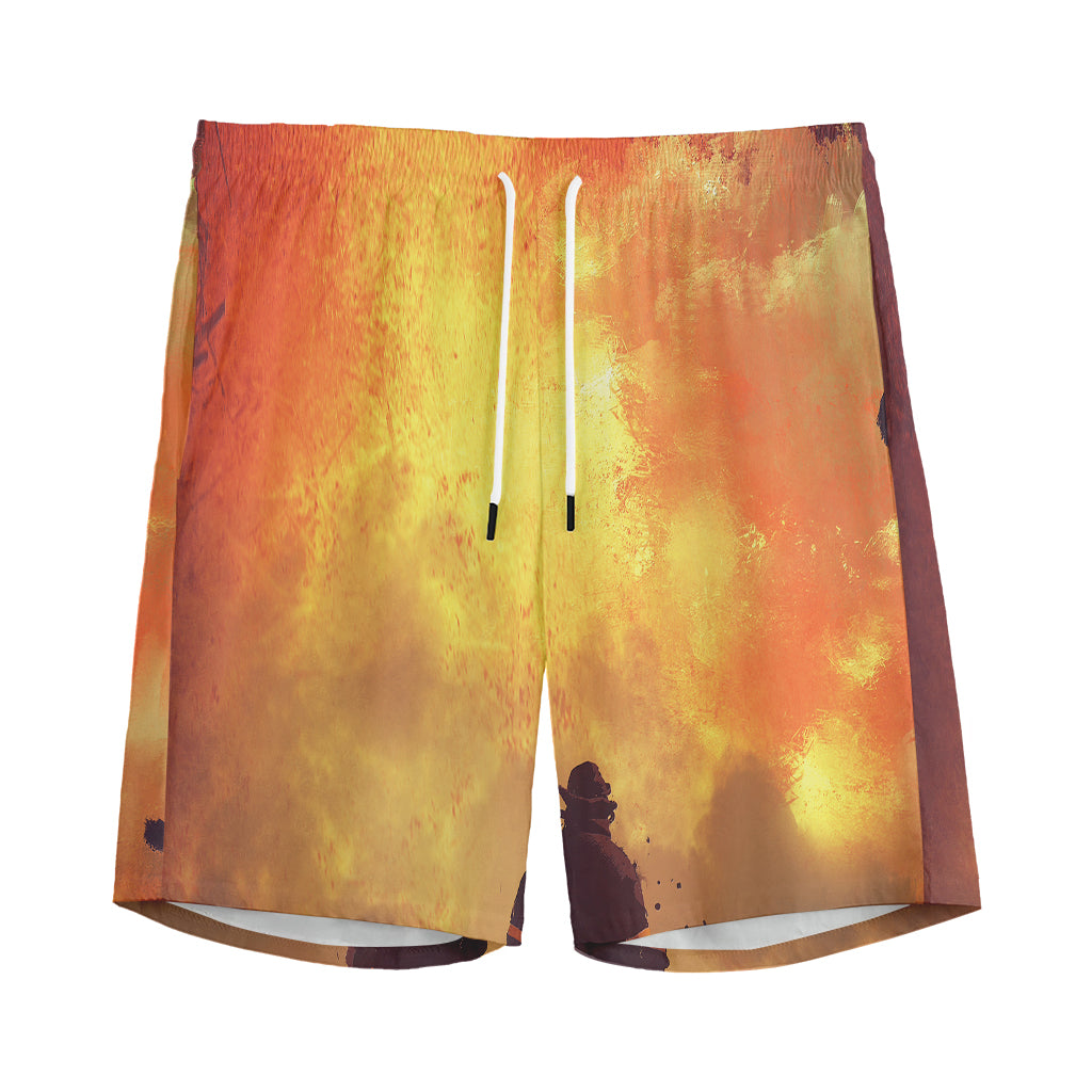 Brave Firefighter With Axe Print Men's Sports Shorts