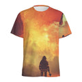Brave Firefighter With Axe Print Men's Athletic T-Shirt