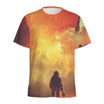 Brave Firefighter With Axe Print Men's Sports T-Shirt