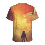 Brave Firefighter With Axe Print Men's Sports T-Shirt