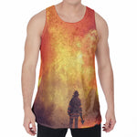 Brave Firefighter With Axe Print Men's Velvet Tank Top