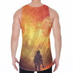Brave Firefighter With Axe Print Men's Velvet Tank Top