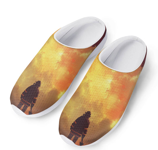 Brave Firefighter With Axe Print Mesh Casual Shoes