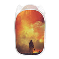 Brave Firefighter With Axe Print Mesh Laundry Hamper