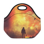 Brave Firefighter With Axe Print Neoprene Lunch Bag