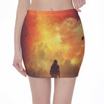 Brave Firefighter With Axe Print Pencil Mini Skirt