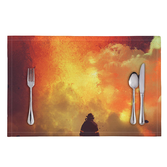 Brave Firefighter With Axe Print Placemat