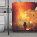 Brave Firefighter With Axe Print Polyester Shower Curtain