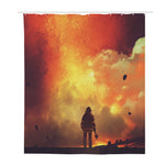 Brave Firefighter With Axe Print Polyester Shower Curtain