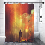 Brave Firefighter With Axe Print Premium Shower Curtain