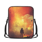 Brave Firefighter With Axe Print Rectangular Crossbody Bag