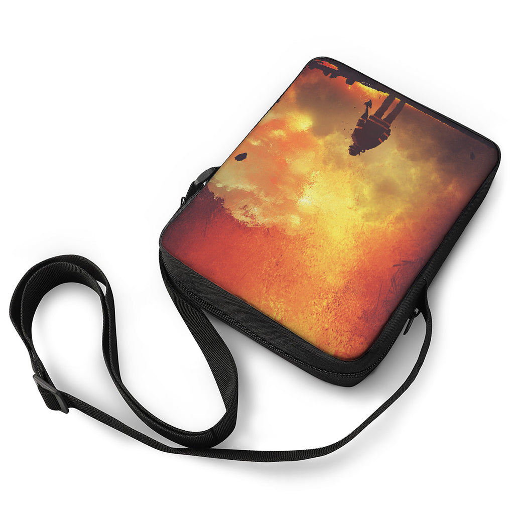 Brave Firefighter With Axe Print Rectangular Crossbody Bag