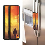 Brave Firefighter With Axe Print Refrigerator Handle Covers