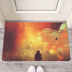 Brave Firefighter With Axe Print Rubber Doormat