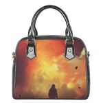 Brave Firefighter With Axe Print Shoulder Handbag