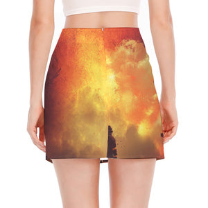 Brave Firefighter With Axe Print Side Slit Mini Skirt