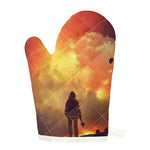 Brave Firefighter With Axe Print Single Oven Mitt