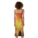 Brave Firefighter With Axe Print Slim Fit Midi Cami Dress