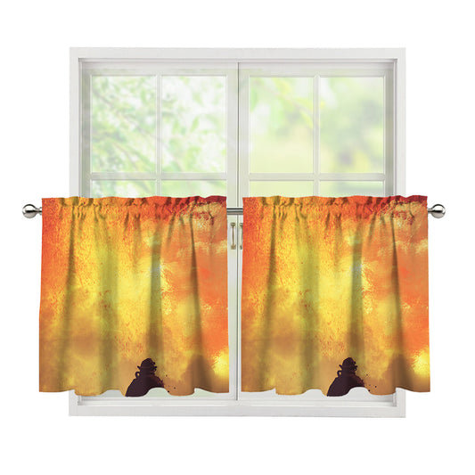 Brave Firefighter With Axe Print Tier Curtains