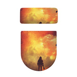 Brave Firefighter With Axe Print Toilet Lid And Tank Cover Set