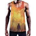 Brave Firefighter With Axe Print Men's Workout Tank Top