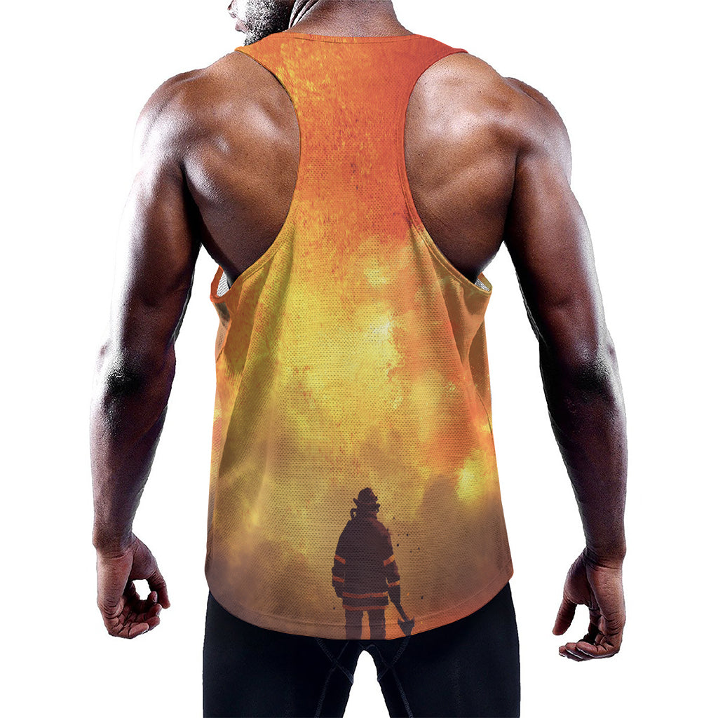 Brave Firefighter With Axe Print Training Tank Top