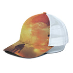 Brave Firefighter With Axe Print White Mesh Trucker Cap