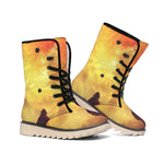 Brave Firefighter With Axe Print Winter Boots