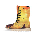 Brave Firefighter With Axe Print Winter Boots