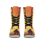 Brave Firefighter With Axe Print Winter Boots