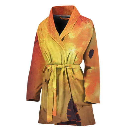 Brave Firefighter With Axe Print Women's Bathrobe