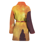 Brave Firefighter With Axe Print Women's Bathrobe