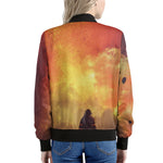 Brave Firefighter With Axe Print Women's Bomber Jacket