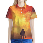 Brave Firefighter With Axe Print Women's Polo Shirt