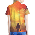 Brave Firefighter With Axe Print Women's Polo Shirt