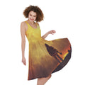 Brave Firefighter With Axe Print Sleeveless Knee Length Dress